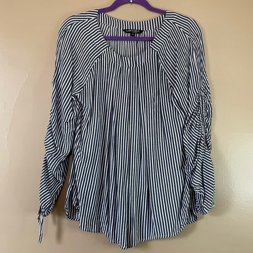 Lisette L Montreal Pinstripe Popover Blouse